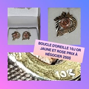 10k yellow gold and pink gold earrings